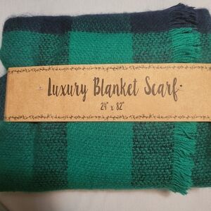Green and Black Plaid Blanket Scarf